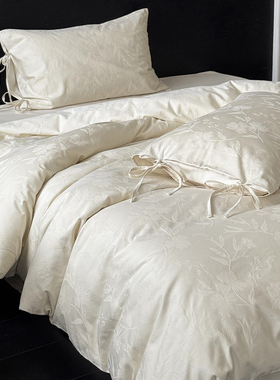 轻奢法式全棉提花床品100S长绒棉纯棉新中式床单笠被套床上四件套