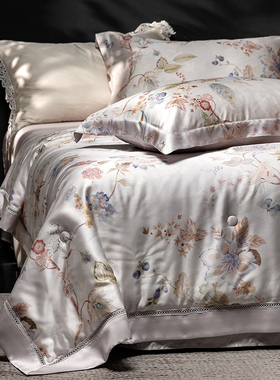 轻奢Naia镂空夏凉被A类兰精天丝烫钻印花夏被空调薄盖被子可水洗