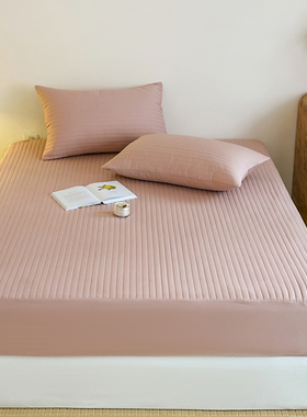 美式简约纯色全棉加高夹棉床笠床垫保护罩防滑席梦思床笠套床罩套