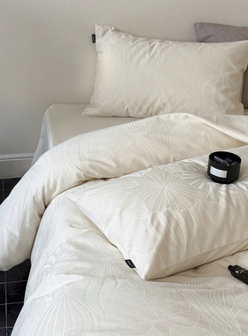 法式自然植物浮雕提花100S全棉长绒棉床品美式纯棉床单床上四件套