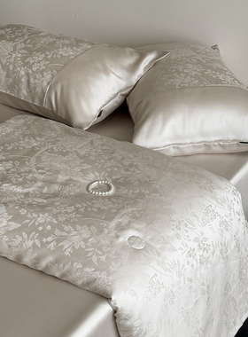 轻奢法式温柔兰精天丝提花夏被四件套盖被夏凉被空调薄被子可水洗