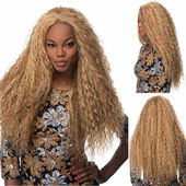 五色可选 假发女长发蓬松玉米烫整顶头套羊毛卷高温丝全发套