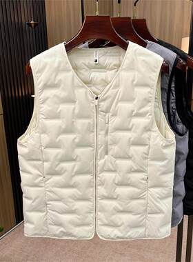 雅鹿冬季90绒V领保暖男羽绒马甲
