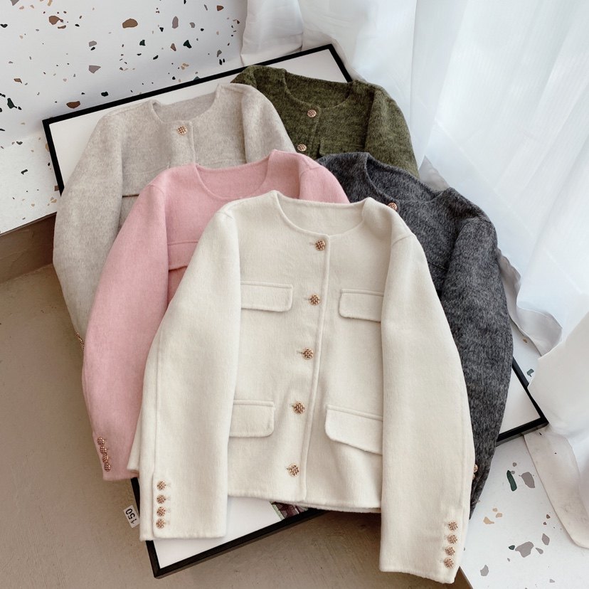 羊驼毛短款大衣羊驼毛小香风