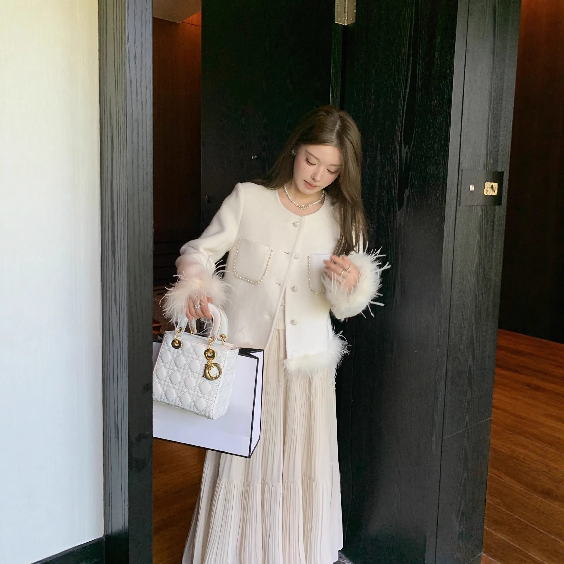 爆款2025秋冬新品双面羊毛大衣韩版时尚潮流年轻小个子毛呢外套