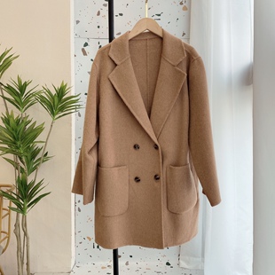 双面羊绒大衣女短款秋冬季2023年新款100纯羊毛小个子双面呢外套