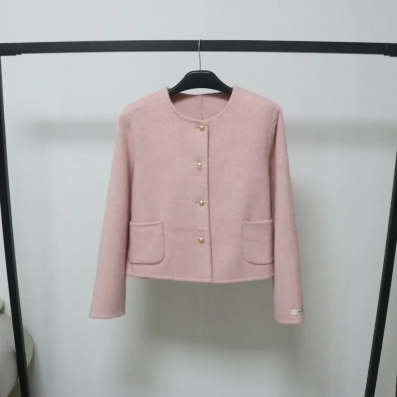 欧洲站羊毛小香风短款女士双面呢外套气质轻奢显瘦外套