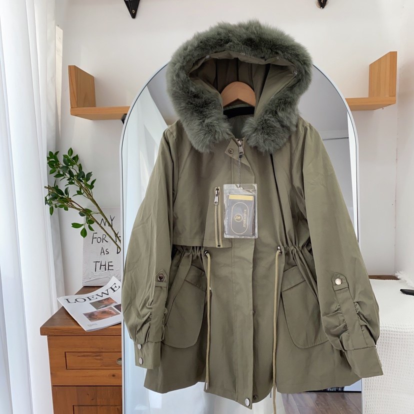 2023冬季新款派克服女狐狸毛领兔毛内胆可拆卸海宁皮草外套大衣