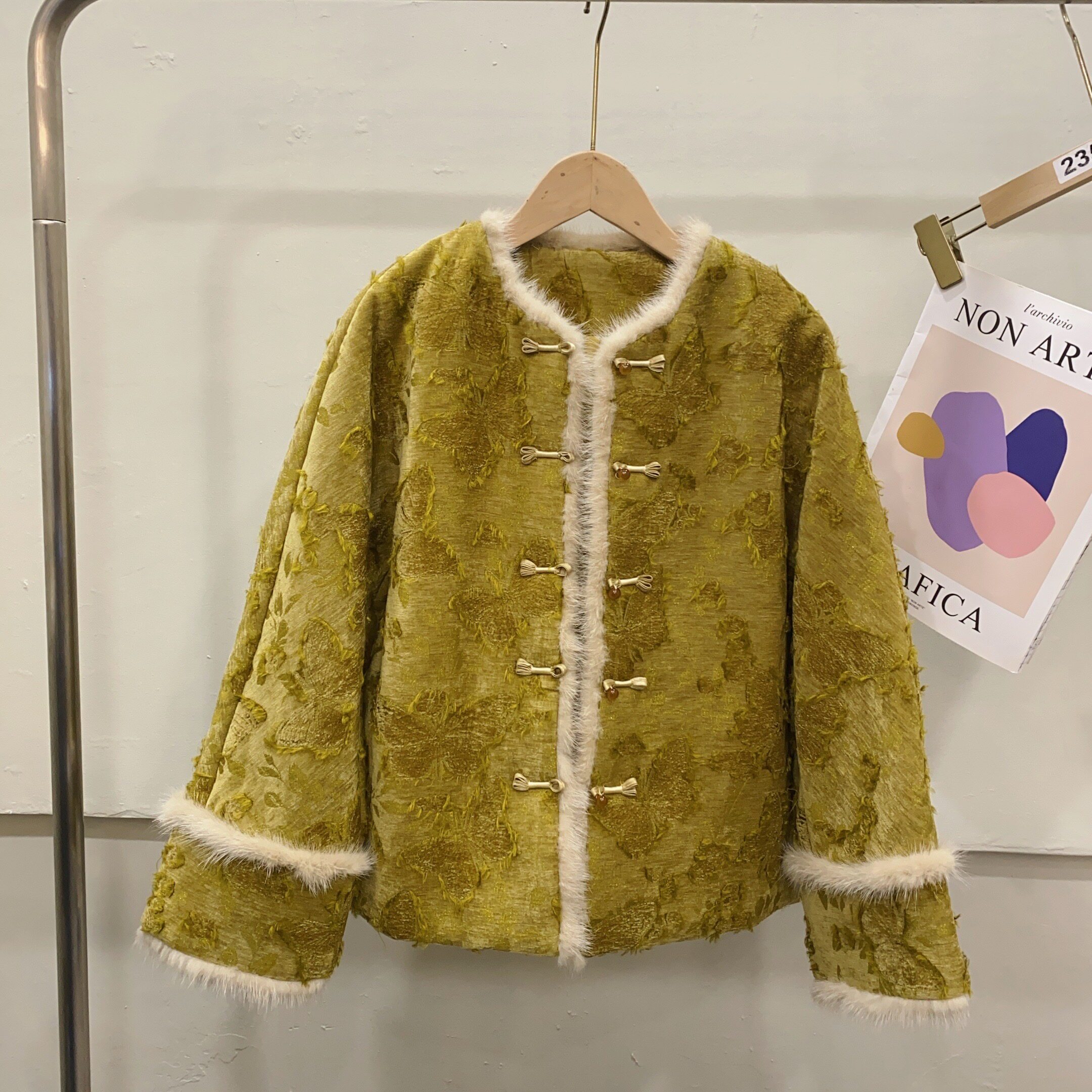 2025冬款优雅真水貂毛新中式国风复古毛边提花设计感皮草外套女