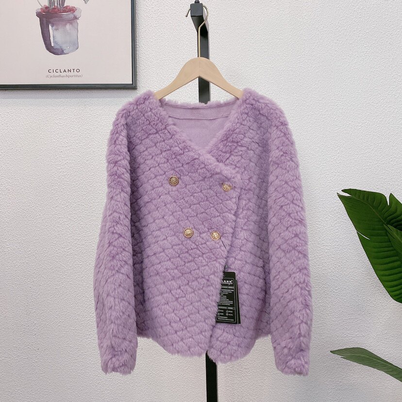 颗粒短款羊毛外套凡洛博