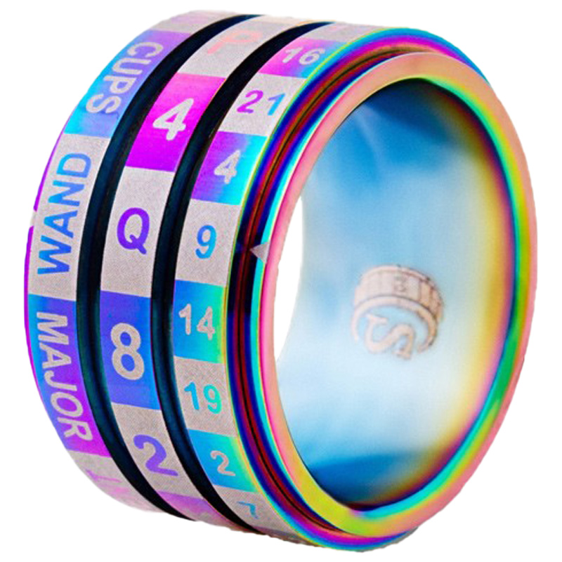 塔罗戒指如尼戒指彩虹钛钢