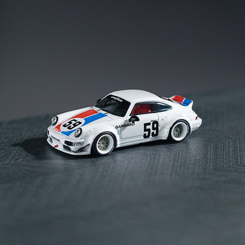 1:64保时捷964汽车模型Brumos Racing#59白红蓝RWB仿真合金车模-封面