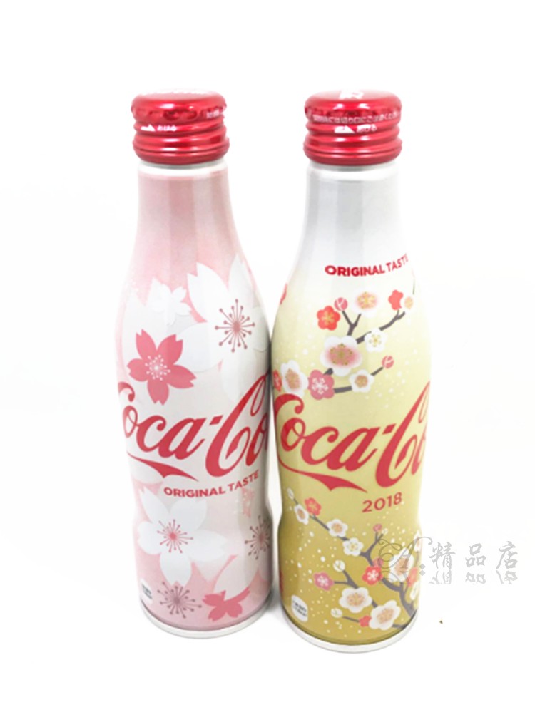 日本进口可口可乐季节限定2018收藏梅花/樱花2瓶组合铝罐汽水饮料
