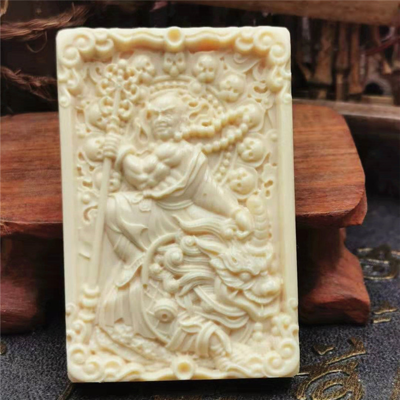 天然3A冰料原色猛犸象牙地藏王菩萨461吊坠牌子 挂件文玩配饰