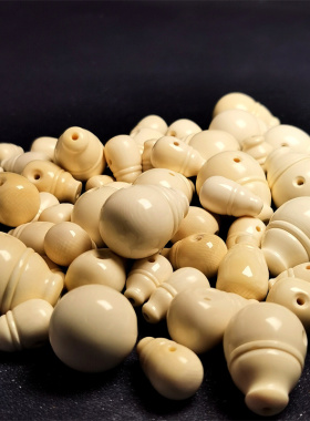新艺猛犸 满纹冰料猛犸象牙佛头三通 配珠文玩手串配饰佛珠牙芯