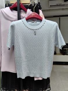通勤精致粉蓝亮片针织上衣 夏季 不退 26新款 Dili迪骊专柜正品