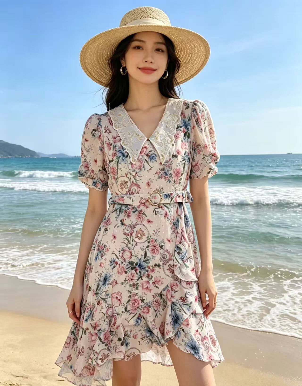 Dili迪骊专柜正品 26年新款翻领碎花连衣裙 不退