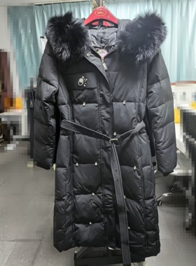 Dili迪骊专柜正品 新款春秋女装黑白长款鸭绒羽绒