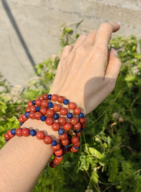 手作定制高级轻奢 新年春节开门红天然南红回纹8mm新中式项链手串