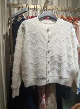 Dili迪骊专柜正品 25新款春秋白清新少女针织衫上衣外套 不退货