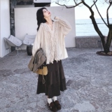 【】木耳边衬衫+蝴蝶扣马甲+半身裙3件套6301-P215K348，女装套装/套裙，2C069