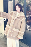 【】牛角扣仿皮毛一体加厚保暖棉衣1611-P205K298，女装皮草，2C069