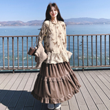 【大货】蝴蝶印花上衣+半身裙+吊带马甲3件套6075-P210K338，女装套装/套裙，2C069