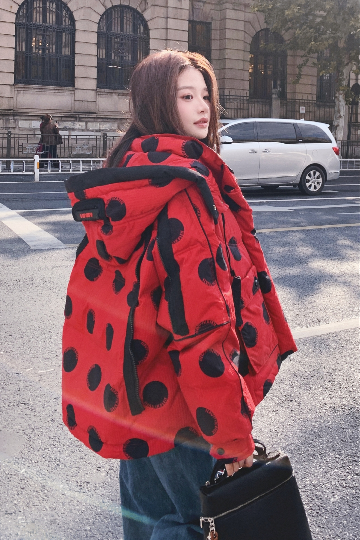 【大货】红色印花波点短款工装羽绒服50绒Y130-P285K428,女装羽绒服,2C069