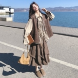 【出货中】花色衬衫+半身裙+马甲+围巾4件套6072-P225K368，女装套装/套裙，2C069