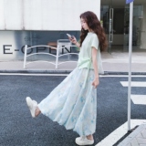 设计感不规则T恤套装裙女2025年夏季新款超好看碎花半身裙两件套，女装套装/套裙，2C069