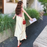 【】法式黄色无袖连衣裙+条纹披肩套装8981-P155K218，女装套装/套裙，2C069
