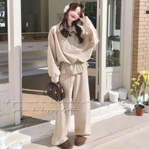 【大货】休闲复古风条纹拼接加厚卫衣套装 6079-P185 K298图片