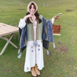 【大货】复古V领连衣裙+民族大斗篷披肩套装6085-P170K278，女装汉服/婚纱/旗袍/礼服，2C069