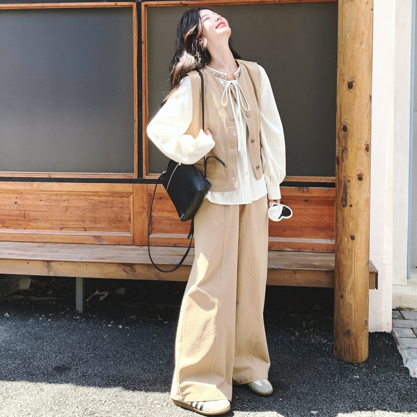 【大货】复古灯笼袖衬衫叠穿马甲+长裤3件套F671-P185K278,女装套装/套裙,2C069