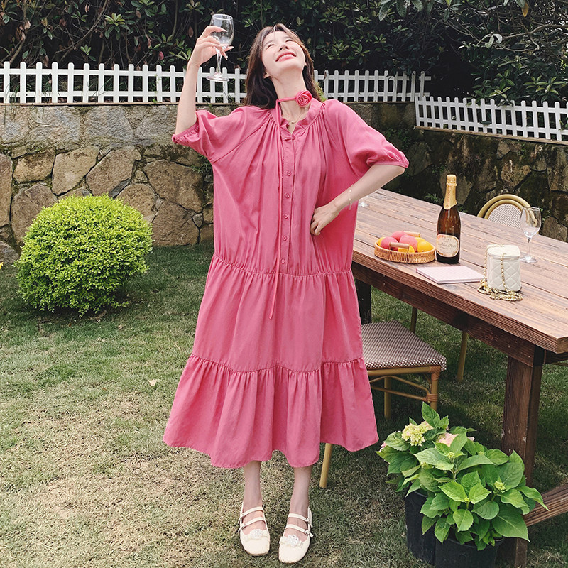 2026夏小众设计感盘扣泡泡袖衬衫连衣裙88722-P125K188,女装连衣裙,2C069