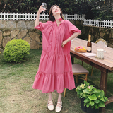 2026夏小众设计感盘扣泡泡袖衬衫连衣裙88722-P125K188，女装连衣裙，2C069