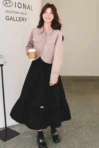 休闲风通勤静奢风时尚套装复古春秋连衣裙秋季女装显瘦气质小个子图片