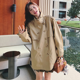 2026春新款港风复古双排扣卡其风衣外套88012-P145K198，女装风衣，2C069