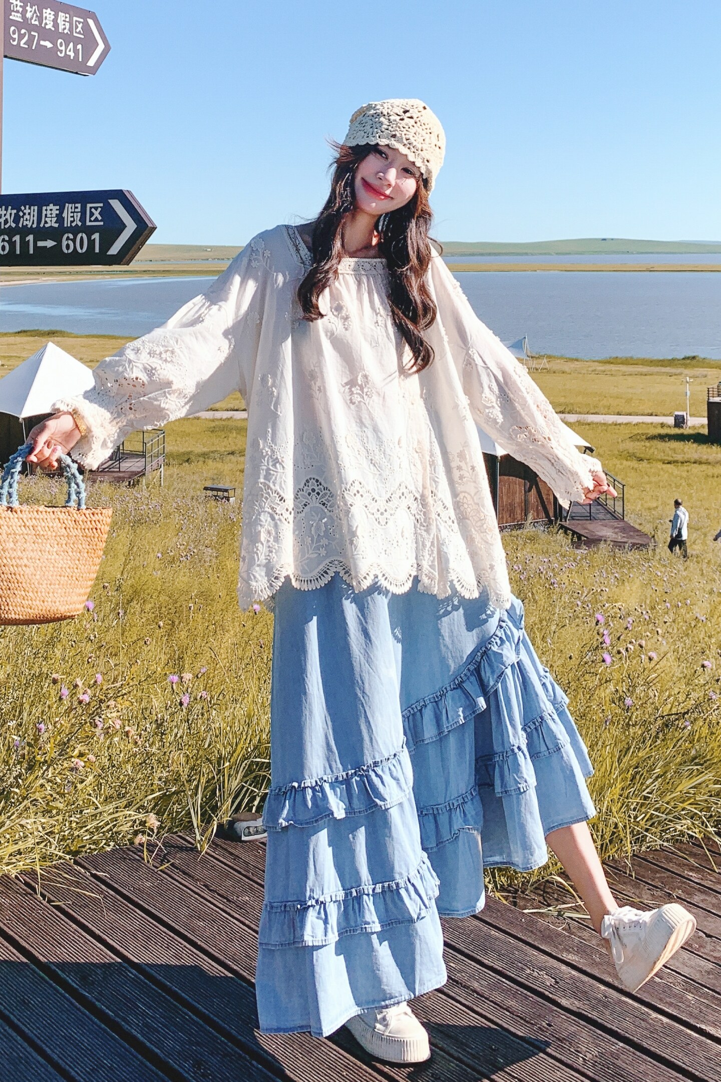 【大货】减龄立体刺绣衬衫+牛仔半身裙套装F670-P205K298,女装套装/套裙,2C069