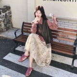 【】PU马甲+条纹衬衫+蕾丝花边半身裙3件套6093-P245K398，女装套装/套裙，2C069