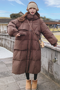 【】50绒 复古单排扣加厚大被子长款羽绒服W11-P315 K468图片