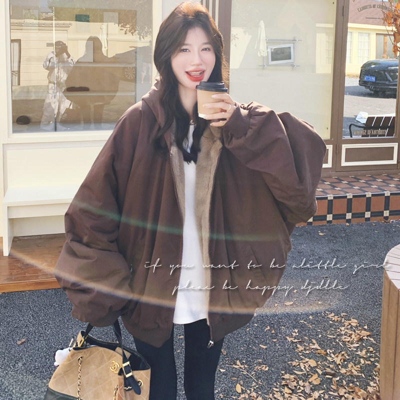 【】 复古百搭摩登棕加厚兔毛派克服 3373-P205 K308图片