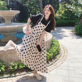 法式复古波点背带裙+设计感黑色T恤套装88790-P145K208，女装套装/套裙，2C069