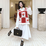 超好看针织马甲连衣裙女2025春季新款法式甜美减龄长裙，女装套装/套裙，2C069