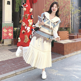 大货数据好海军领百褶连衣裙+卡通针织马甲套装2568-P175K248，女装套装/套裙，2C069