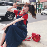 不规则设计感牛仔背带裙女2025夏季新款小个子宽松减龄休闲连衣裙，女装连衣裙，2C069
