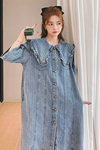档口 数据好 2026夏装提花牛仔娃娃领连衣裙 9611-P125 K178图片