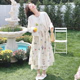 【】法式绝美碎花连衣裙+花朵开衫套装7720-P165K238，女装套装/套裙，2C069