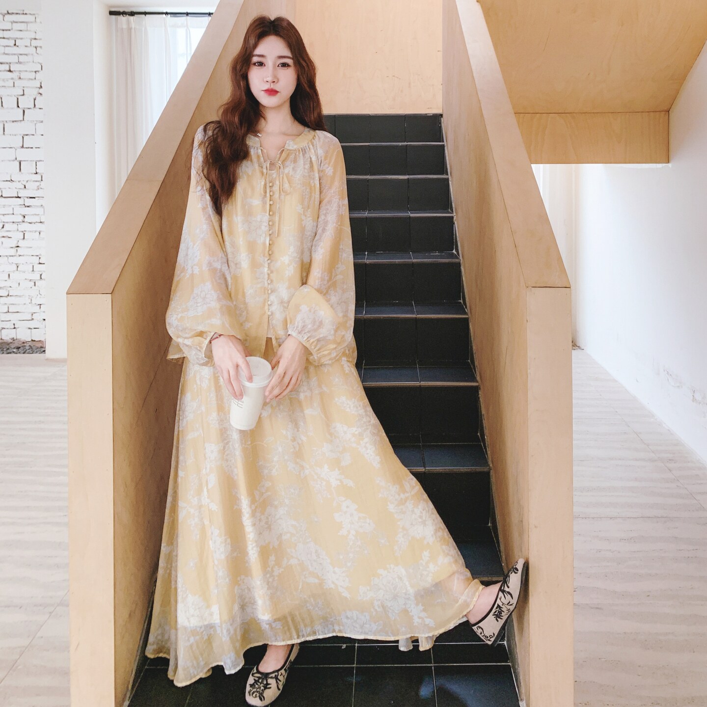 【大货】新中式灯笼袖衬衫+半身裙+吊带3套装F665-P175K268,女装套装/套裙,2C069