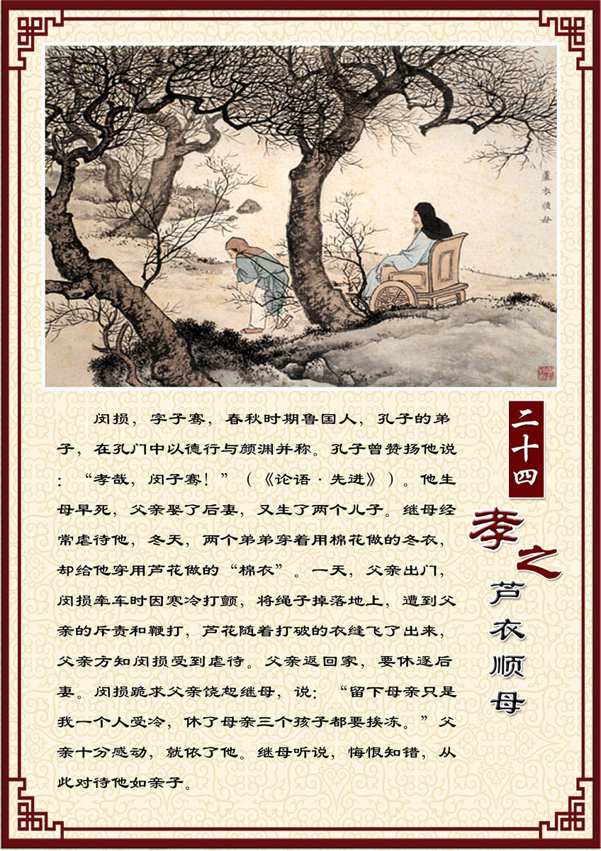 590画海报印制展板素材贴纸图片57中华传统美德二十四孝芦衣顺母